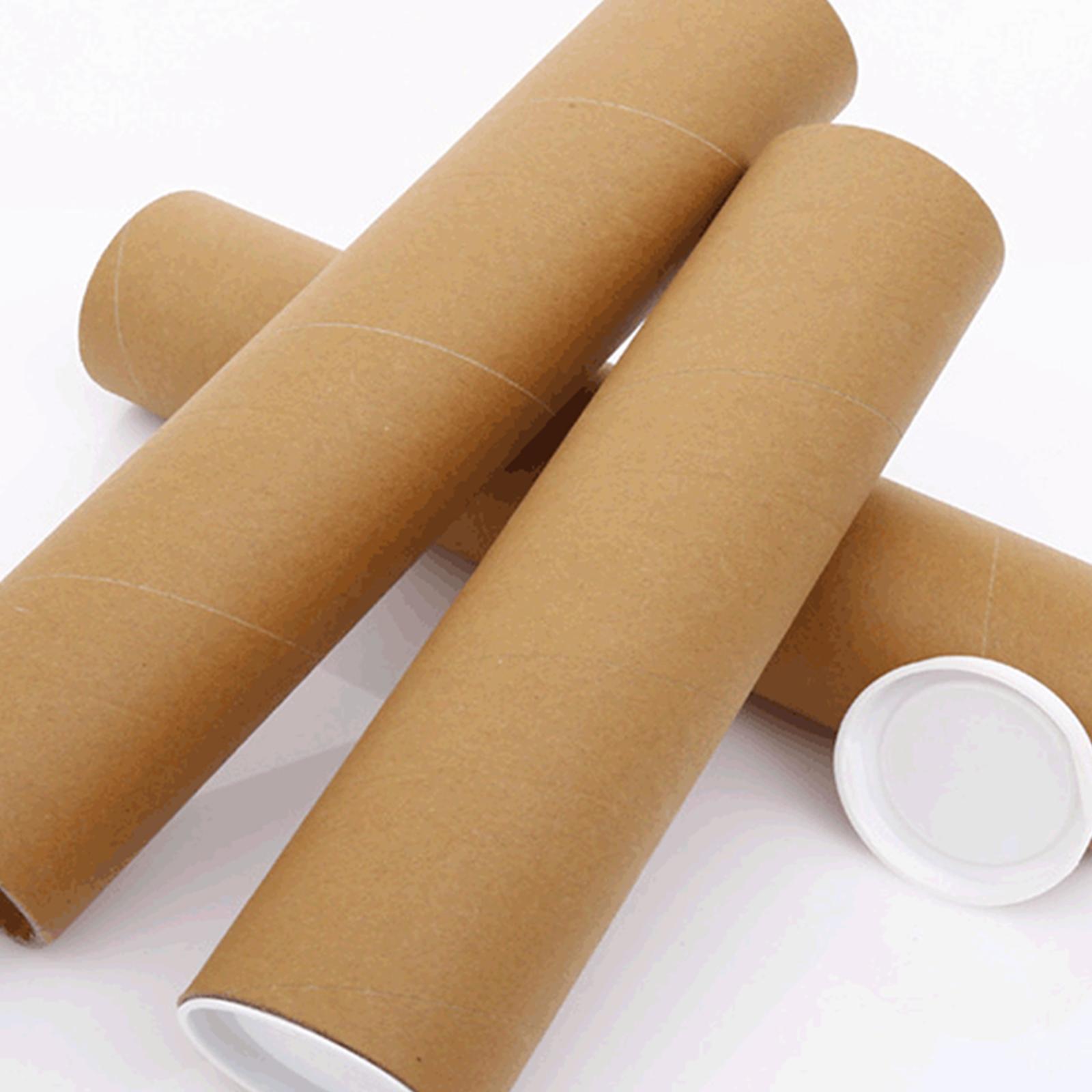 Long Mailing Tubes with Caps Kraft Poster Carrying Box Drawing Storage Tubes  Cardboard Postal Tubes for Poster Paintings Artwork Shipping, 100cm 